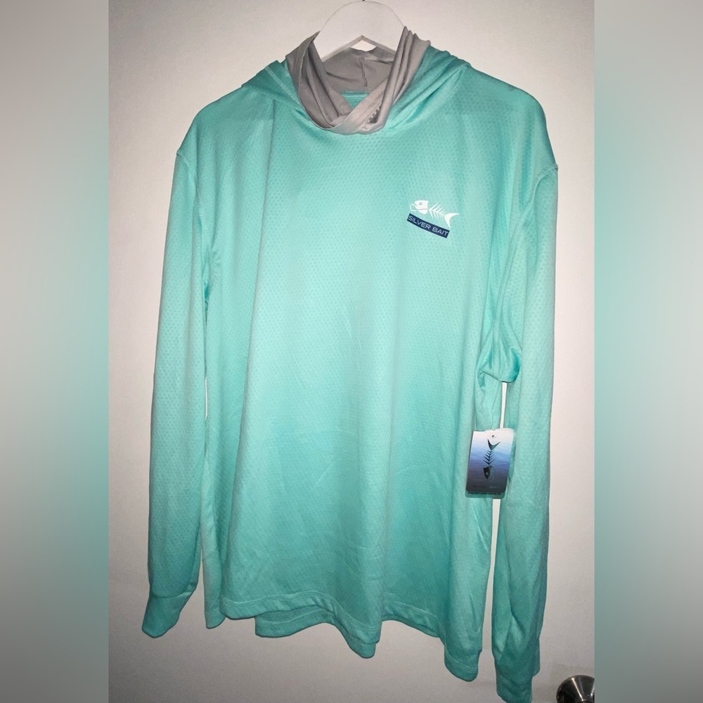 NWT Silver Bait Hoodie XL Mint Green Performance Fishing Pullover Logo UPF 50